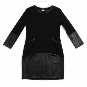 Artex Fashions Black Dress with Faux Leather Accents Size M